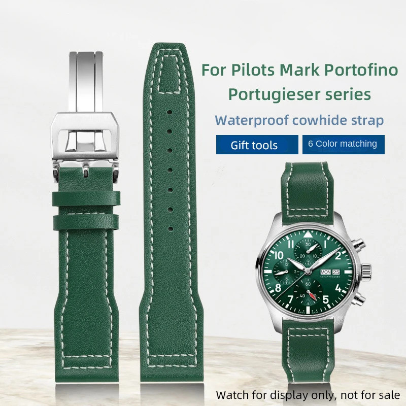 20 21 มม.สําหรับนาฬิกา IWC Portgieser Pilots Mark Portofino Little Prince Bronze สร้อยข้อมือหนังสีเข