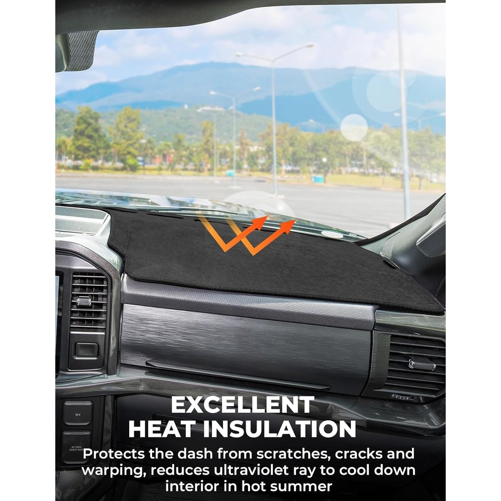 ISSYAUTO Dashboard Cover Mat Dash Coverใช้งานร่วมกับF150 2021 2022 2023 2024 Dash Board Protector Da