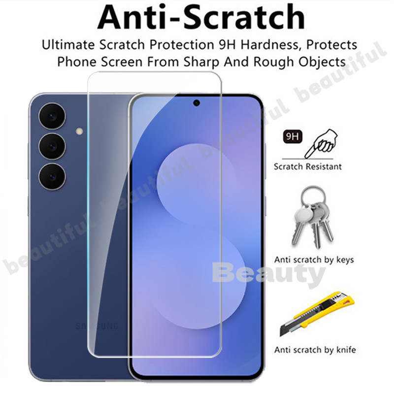 กระจกป้องกันโปร่งใสสําหรับ Samsung Galaxy S25FE S25 S24 S23 FE Ultra Plus S22Plus S25Ultra S25Edge 9H ป้องกันหน้าจอกระจกนิรภัยป้องกันฟิล์มแก้วฟิล์มด้านหน้าใส - รูปที่ 3