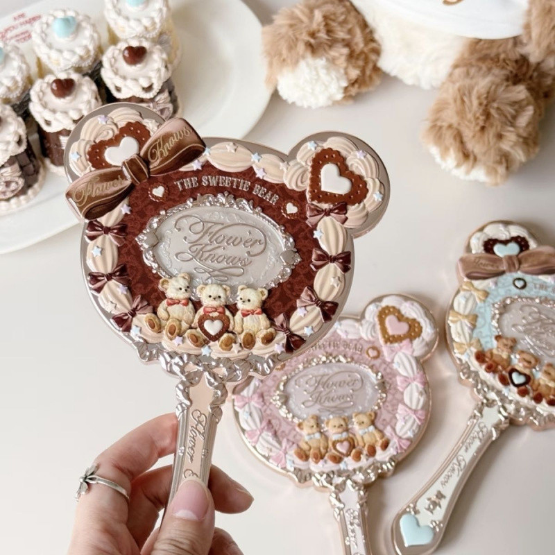 ดอกไม้ KNOWS กระจกมือถือ Sweetheart Bear น่ารัก สไตล์ขนมหวาน พร้อมจี้ ขนาดเล็ก