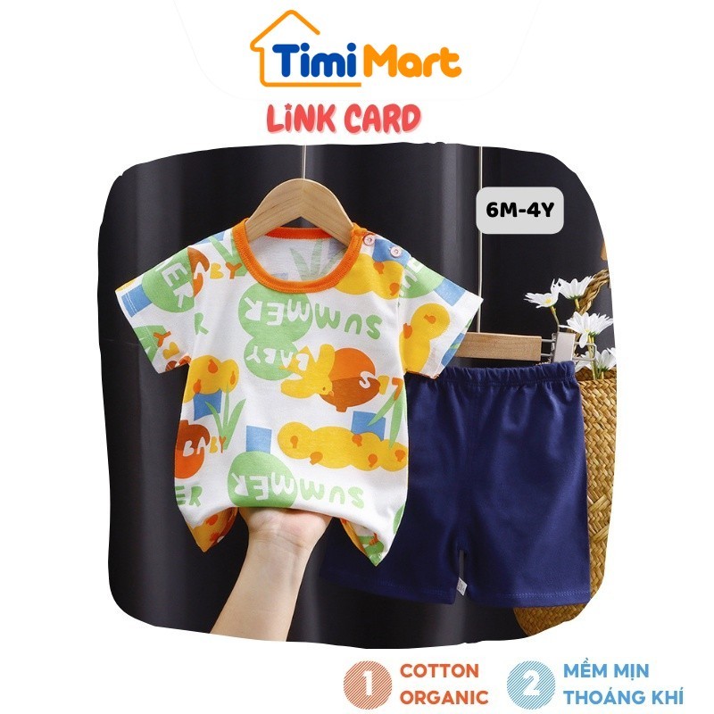 Link Card K077 ชุดเสื้อผ้าแขนสั้นสําหรับเด็กชายและเด็กหญิง ผ้าฝ้ายนุ่ม ระบายอากาศได้ดี - ชุดเสื้อยืด