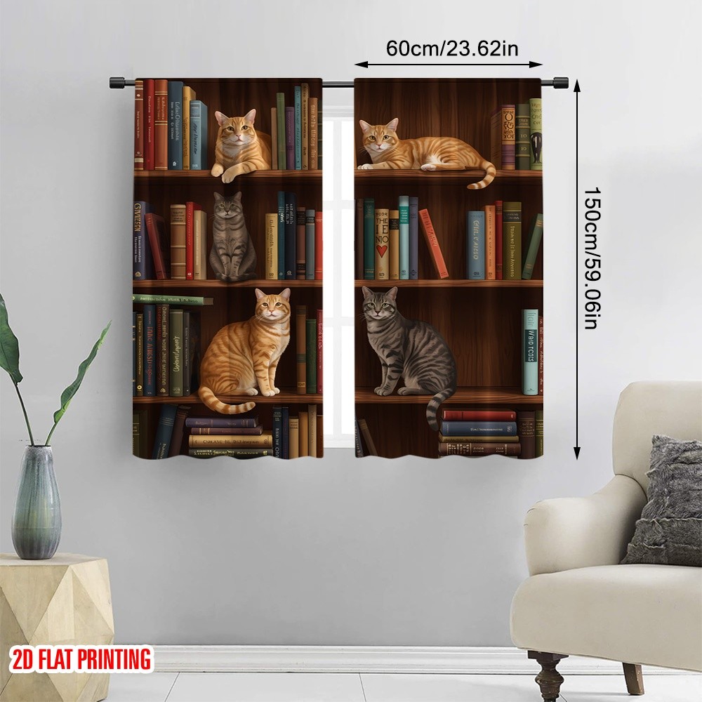แนะนำ ผ้าม่าน 2ชิ้น2ง แบนพิมพ์ผ้าม่านหน้าต่างแมวชั้นวางหนังสือโคซี่สีส้มลายโพลีเอสเตอร์โดยไม่ต้องไฟฟ้าเทศกาลวันหยุดสําหรับวันหยุดฤดูใบไม ราคาพิเศษ มีเก็บเงินปลายทาง