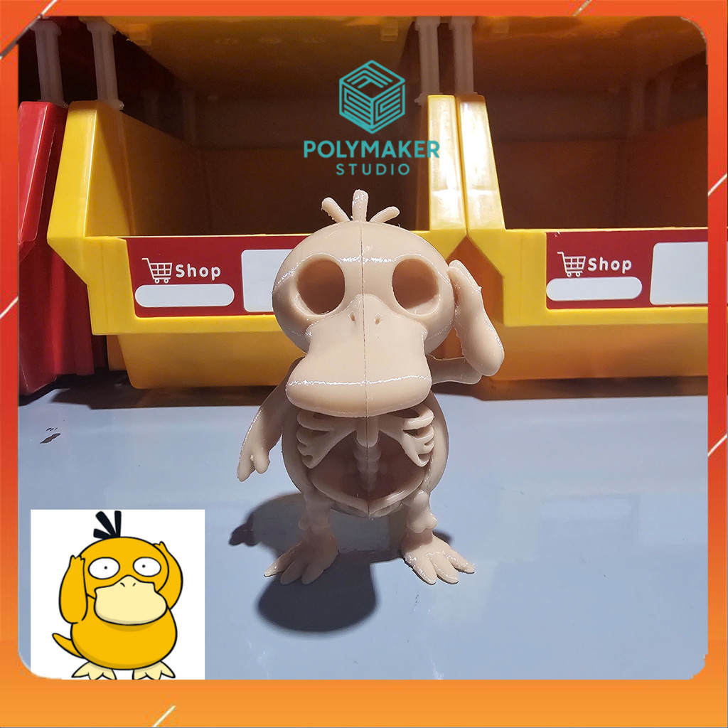 Pokémon Psyduck Model Skeleton Toy - Psyduck Pokémon Skeleton Creepy ของเล่นตกแต่งน่ารัก | POLYMAKER