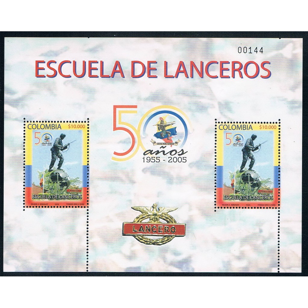 FA0719 Colombia 2005 Long Mao Military School 50th Anniversary National Flag Sculpture MS ยี่ห้อใหม่