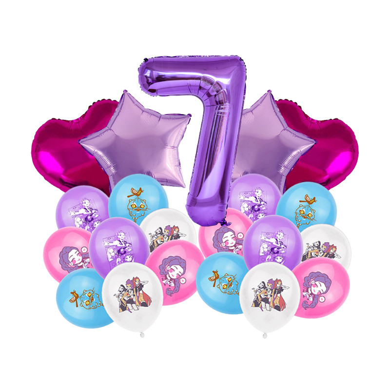 ชุดลูกโป่งกลุ่มสาวนักล่าปีศาจ K-pop ธีมวันเกิดปาร์ตี้ชุดตกแต่งพื้นหลังงานเลี้ยงวันเกิด - รูปที่ 4