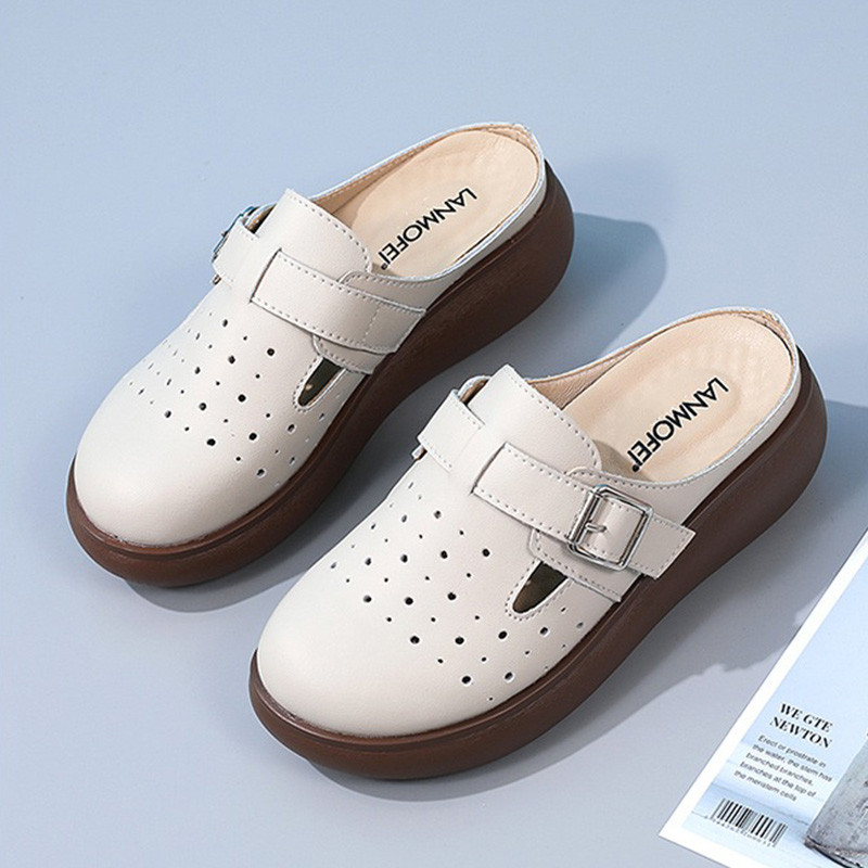 MVP รองเท้าแตะส้นหนาระบายอากาศได้ดีสำหรับผู้หญิง กันลื่น รองเท้าแตะลำลองกลางแจ้งแบบปิดหัว - รูปที่ 2