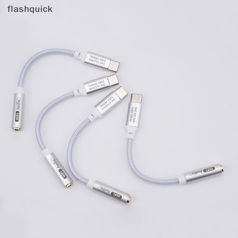 Flashquick ประเภท C ถึง 3.5 มม.HiFi DAC เครื่องขยายเสียงหูฟัง CX3193 ชิป USB C ถอดรหัสเสียง AMP อะแด
