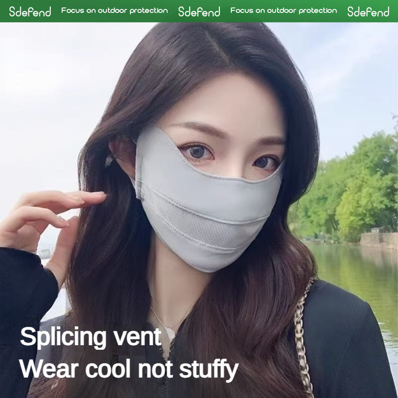 หน้ากากบังแดดสำหรับผู้หญิง ทำจากผ้าไหมน้ำแข็ง ระบายอากาศได้ดี ป้องกันรังสียูวี ในฤดูร้อน