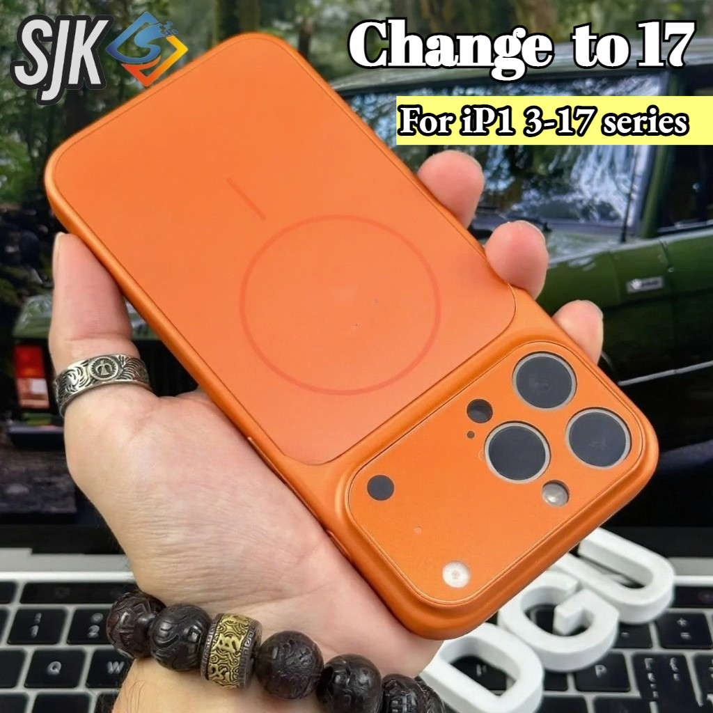 【อัปเกรดเป็นรุ่น 17 ทันที】สำหรับ iPhone 13 14 15 16 Pro Max เปลี่ยนเป็น 17 Pro Max ด้านหลังกระจกฝ้าแบบด้าน แม่เหล็กติดแน่น กันกระแทก พร้อมเลนส์กระจกใส