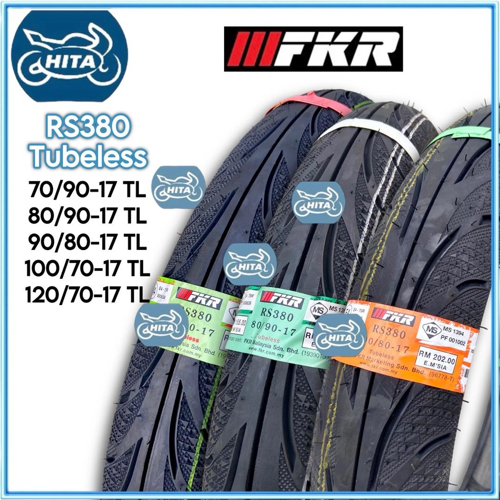 FKR TUBELESS TAYAR RS380 50/90-17 60/80-17 70/80-17 70/90-17 80/90-17 90/80-17 110/70-17 120/70-17