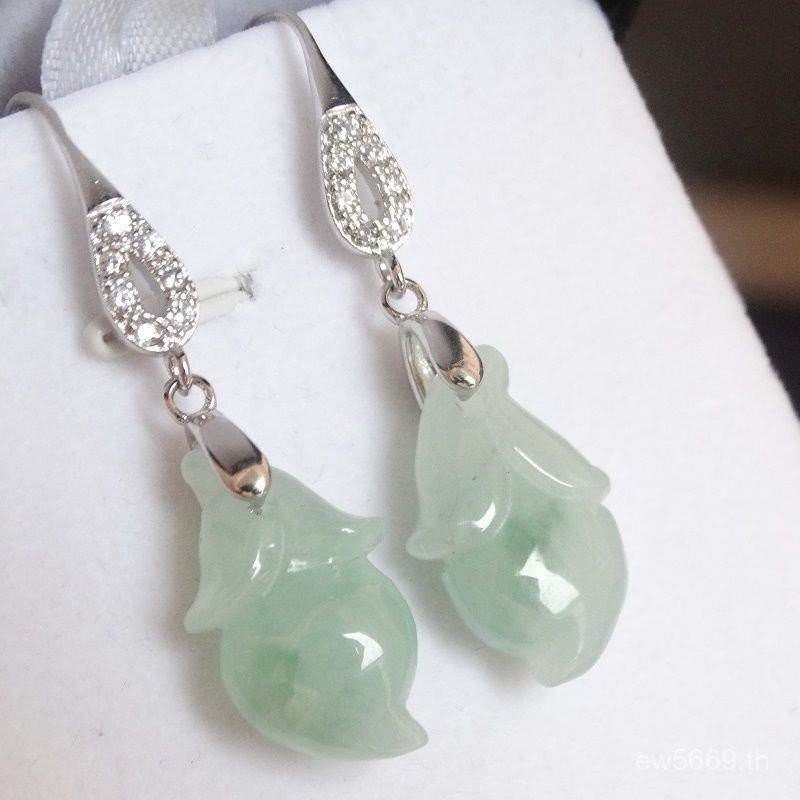 ต่างหูใบไม้วัสดุVPG ออกแบบเหมือนหยก สร้างสรรค์ และนำโชค