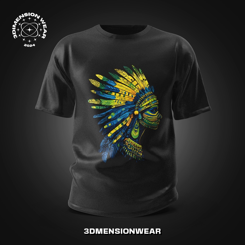 3DimensionWear - เสื้อยืด Distro พรีเมี่ยมดั้งเดิม 3D มาสคอตอินเดียแบบดั้งเดิม - DM0633