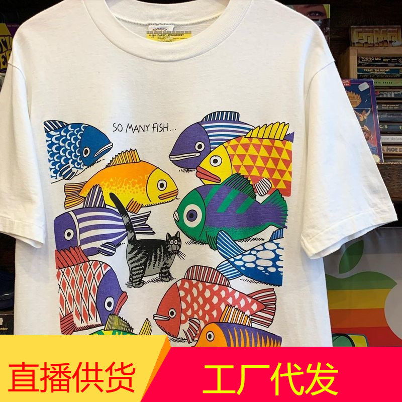 เสื้อยืด Retro Mori Bohemian กราฟฟิตี้ แขนสั้น สำหรับทั้งผู้ชายและผู้หญิง