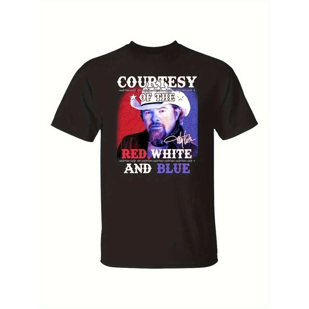 MERAH KATUN Toby Keith Patriotic เสื้อยืดผู้ชายผ้าฝ้ายสีแดงสีขาวสีฟ้าทหารสนับสนุนของขวัญ