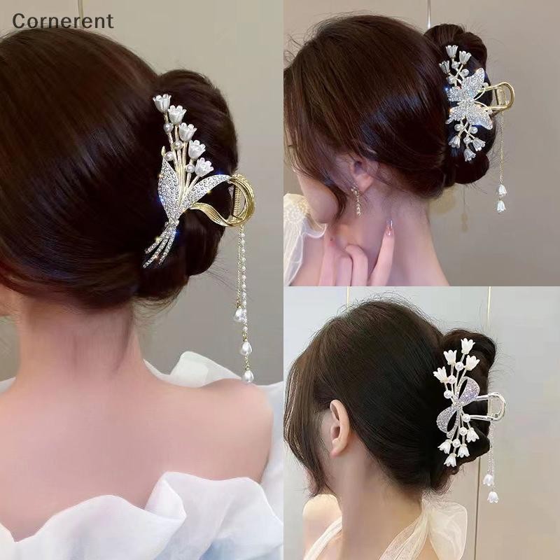 คลิปผมเพชรและไข่มุกสำหรับผู้หญิง เพื่อเสริมความสวยงามในสไตล์หางม้าหรือแฟชั่น
