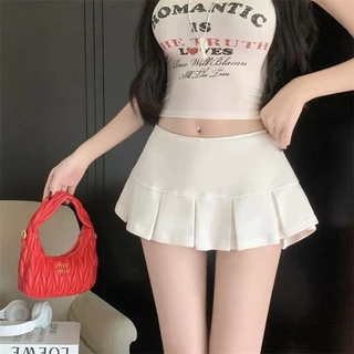 Elly พร้อมส่ง🍒กระโปรงพลีตสั้น💕 มีซับใน เอวต่ำ mini skirt เซ็กซี่แฟชั่นผู้หญิ กระโปรงทรงเอ สำหรับนักศึกษา ไปเที่ยว Y2K