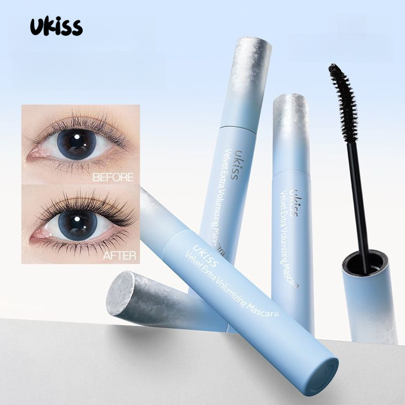 Ukiss Velvet Double Strength Eye Mascara ไม่มีรอยเปื้อนตามธรรมชาติกันน้ํากันเหงื่อปุยกํามะหยี่ Eye M