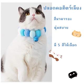 ปลอกคอแมว ปลอกคอสุนัข ขนปุยสีสันสดใส แบบลูกบอล มาการอง ยืดหยุ่น น่ารัก สำหรับสัตว์เลี้ยง