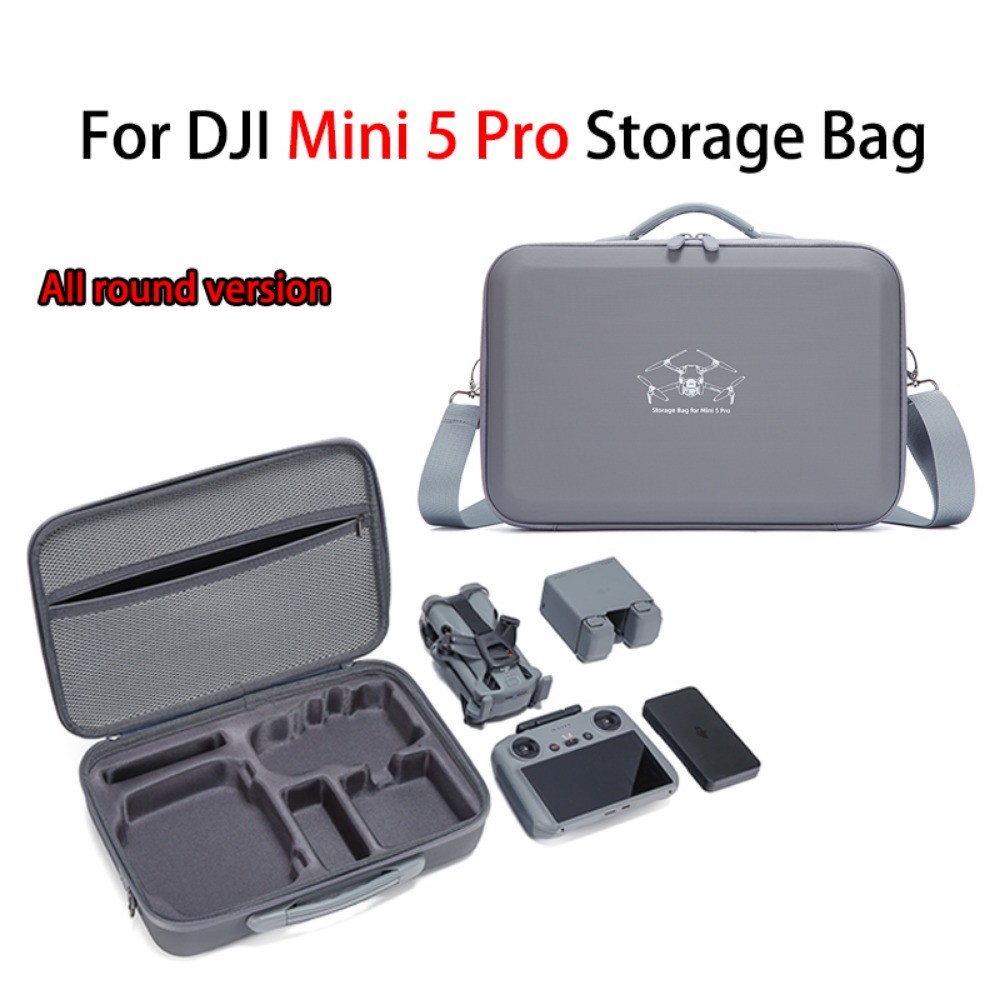 สําหรับ DJI Mini 5 Pro กระเป๋าเก็บชุดรอบด้านแบบพกพากันกระแทกและป้องกันการตกกระเป๋าสะพายข้าง RC 2 รีโมทคอนโทรลกระเป๋าถือ Mini 5 อุปกรณ์เสริม