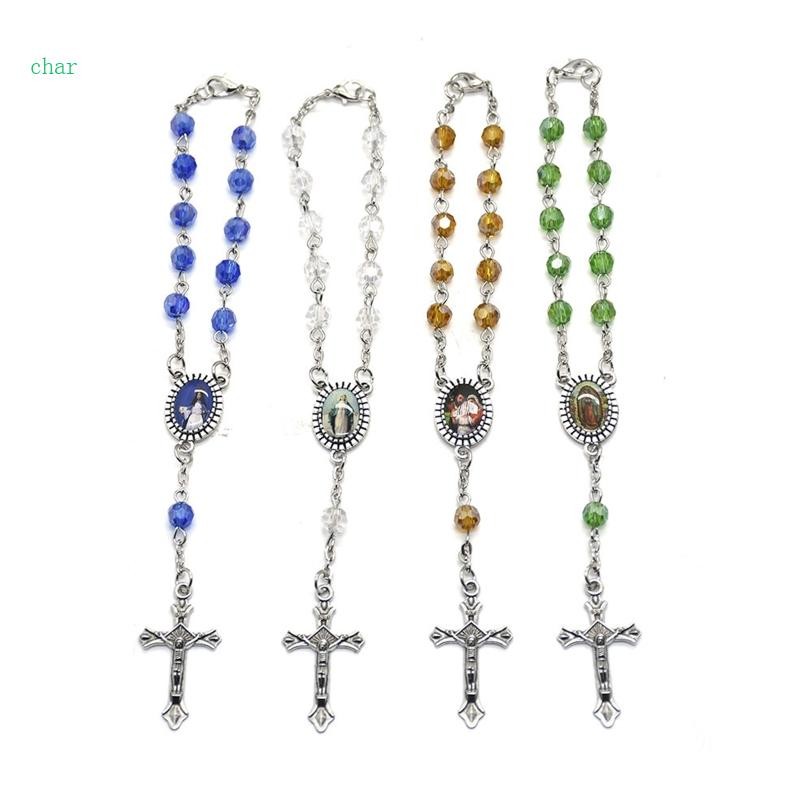 ลูกประคํา char สําหรับสร้อยข้อมือโซ่เชื่อมโยงเสน่ห์ลูกปัดข้ามสําหรับผู้หญิงสาววัยรุ่น 4 สี Gi