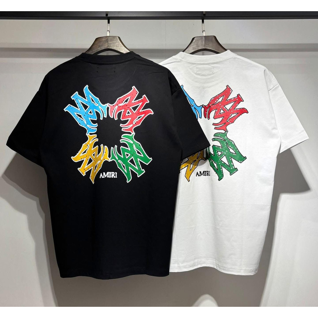 เสื้อยืด AMIRI  👕💜เสื้อยืดพิมพ์ลาย  ผ้าฝ้ายแท้  s-5xl