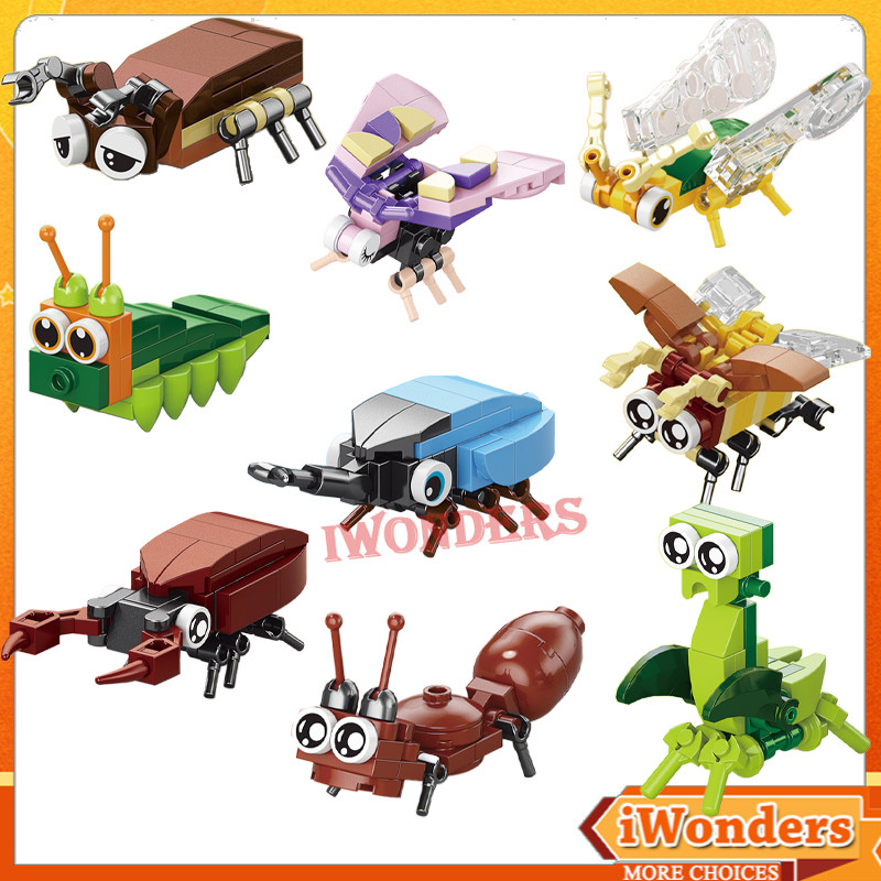 ของขวัญเด็กผู้หญิงการศึกษา DIY Story ของเล่น, Beetles, Caterpillars, Mantis,Building Block ของเล่นสําหรับเด็ก
