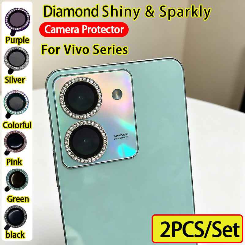 Vivo Y36 Y27 5G ครอบกล้อง Vivo Y27S Y36 ตัวป้องกันเลนส์ แก้วเพชรเงา ฟิล์มกล้องกลิตเตอร์ โลหะหลังสำหรับครอบเลนส์กล้อง