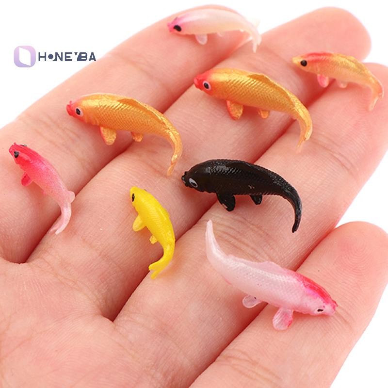 <Honeyby> 5 ชิ้น Dollhouse Miniature รุ่นปลาปลาคาร์พจําลองสัตว์สําหรับของเล่นเด็ก DIY ตกแต่งปลาทอง Figurines Home Decor