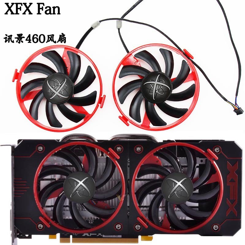 เหมาะสําหรับ XFX XFX RX 460 2G/4G สีดําหมาป่ารุ่นกราฟิกการ์ดพัดลมระบายความร้อน FDC10U12S9-C