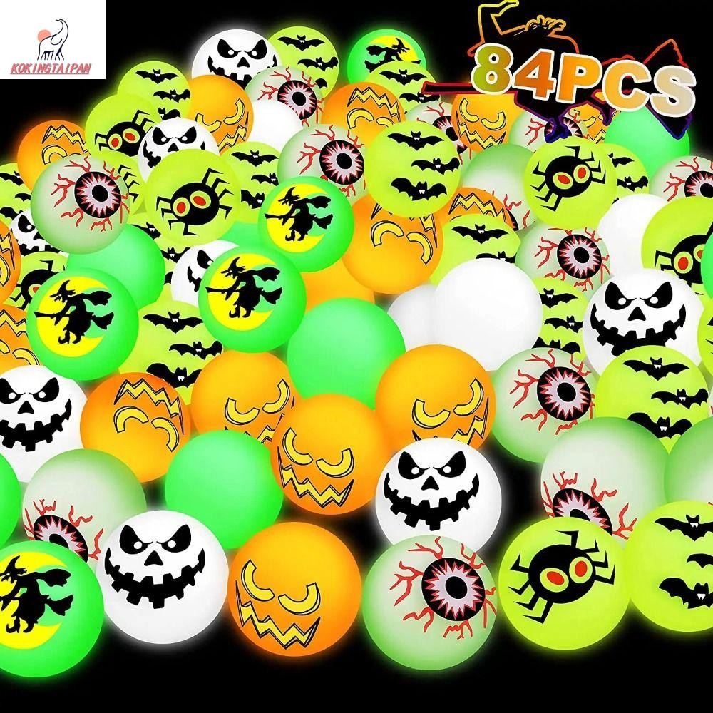 KOKINGTAIPAN 10 ชิ้น/เซ็ตฮาโลวีน Bouncy Balls, Glow-in-the-Dark 32 มม. Bouncy Eyeballs Luminous Boun