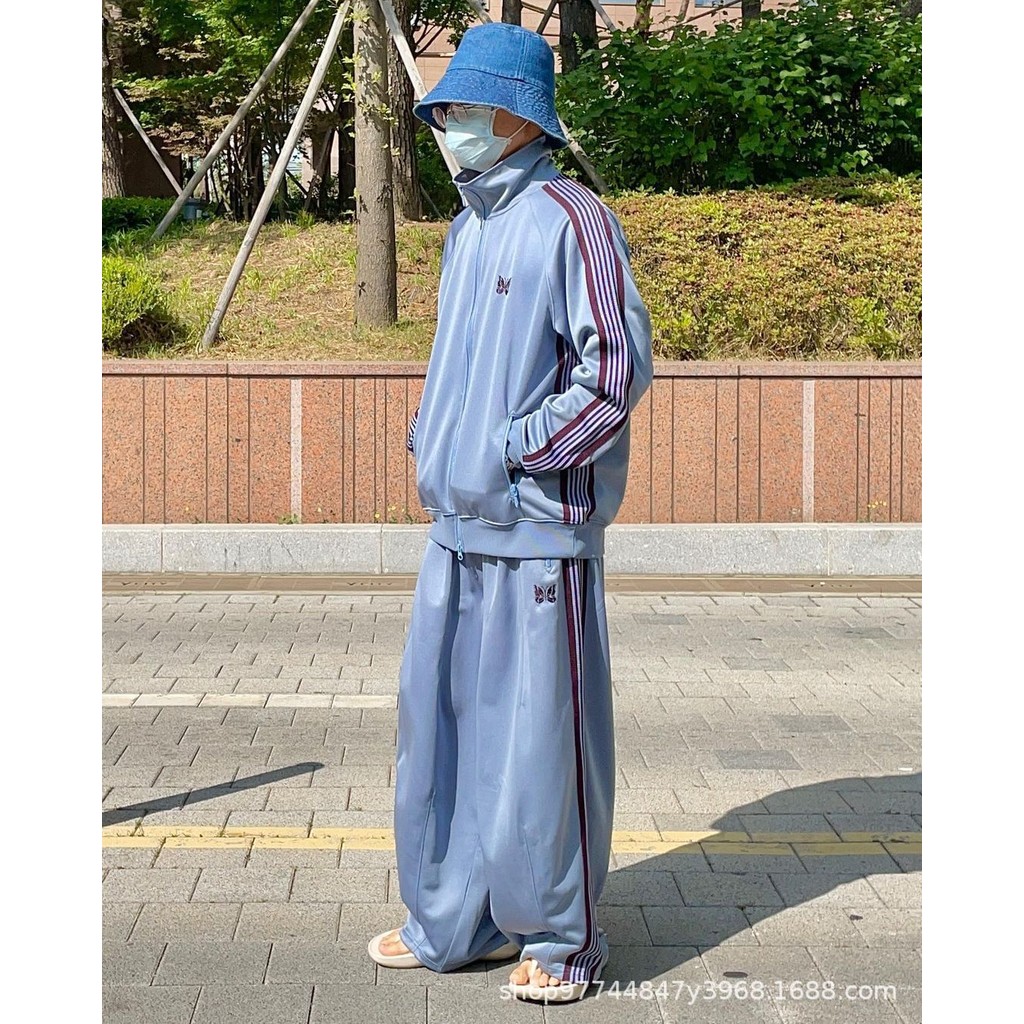 Needles straight Wide-leg pants Retro Casual os Wide-leg Sports Pants Trend