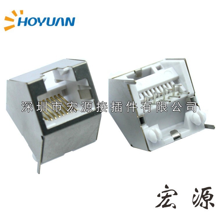 RJ45 Connector RJ45 ซ็อกเก็ต 45 องศา 52C 1 * 1 8p8C Shielding พร้อมไฟ