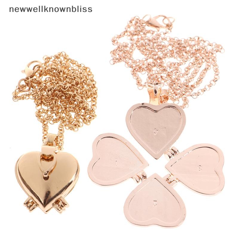 Newwellknownblisss Diy เครื่องประดับ Vintage รูปหัวใจ 4 ชั้น Photo Locket สร้อยคอเปิดจี้ CCD