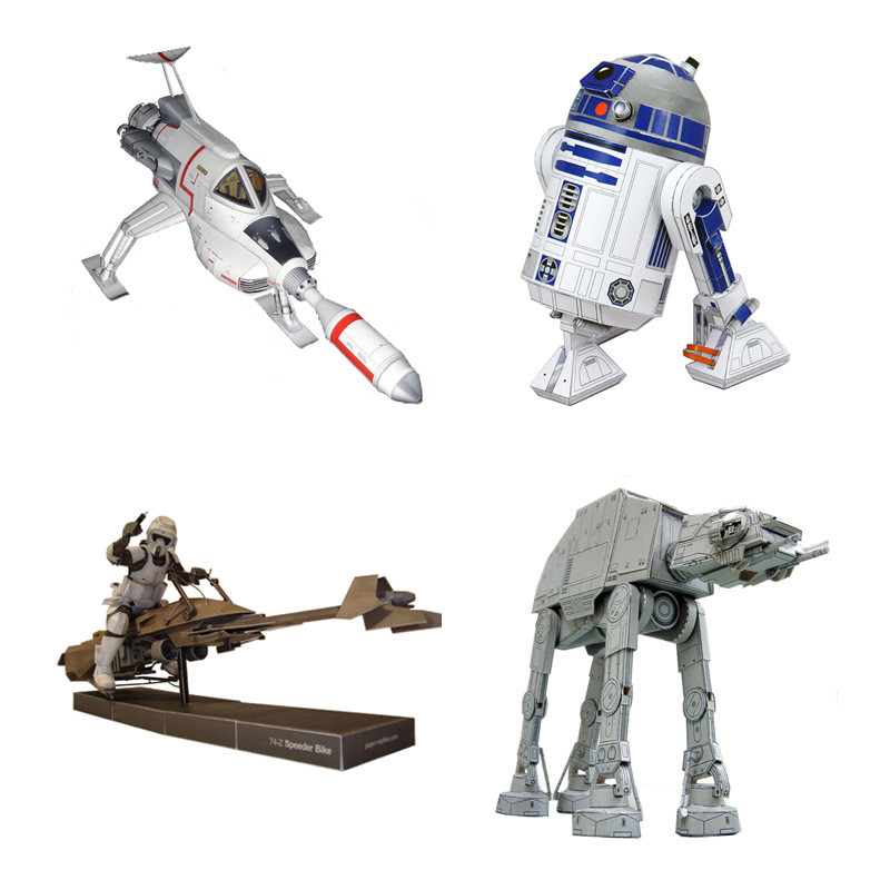 หุ่นยนต์หุ้มเกราะ UFO Interceptor AT-AT Mecha R2-D2 74-Z และ Rider Paper Model Handmade