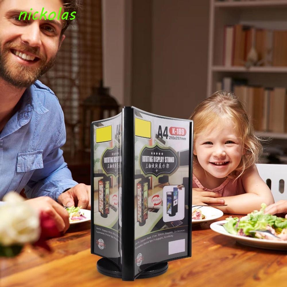 NICKOLAS อะคริลิค Revolving ตารางการ์ด,โปร่งใสเมนูสามด้านขาตั้งจอแสดงผล,การใช้กว้างพื้นผิว Arc กันน้