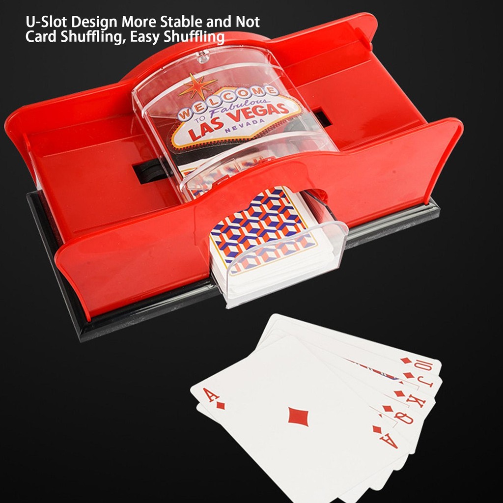 Fast Shuffler 2 Deck เครื่องสลับและจ่ายไพ่มือ crank ใช้สำหรับเล่นโป๊กเกอร์ครอบครัวหรือปาร์ตี้