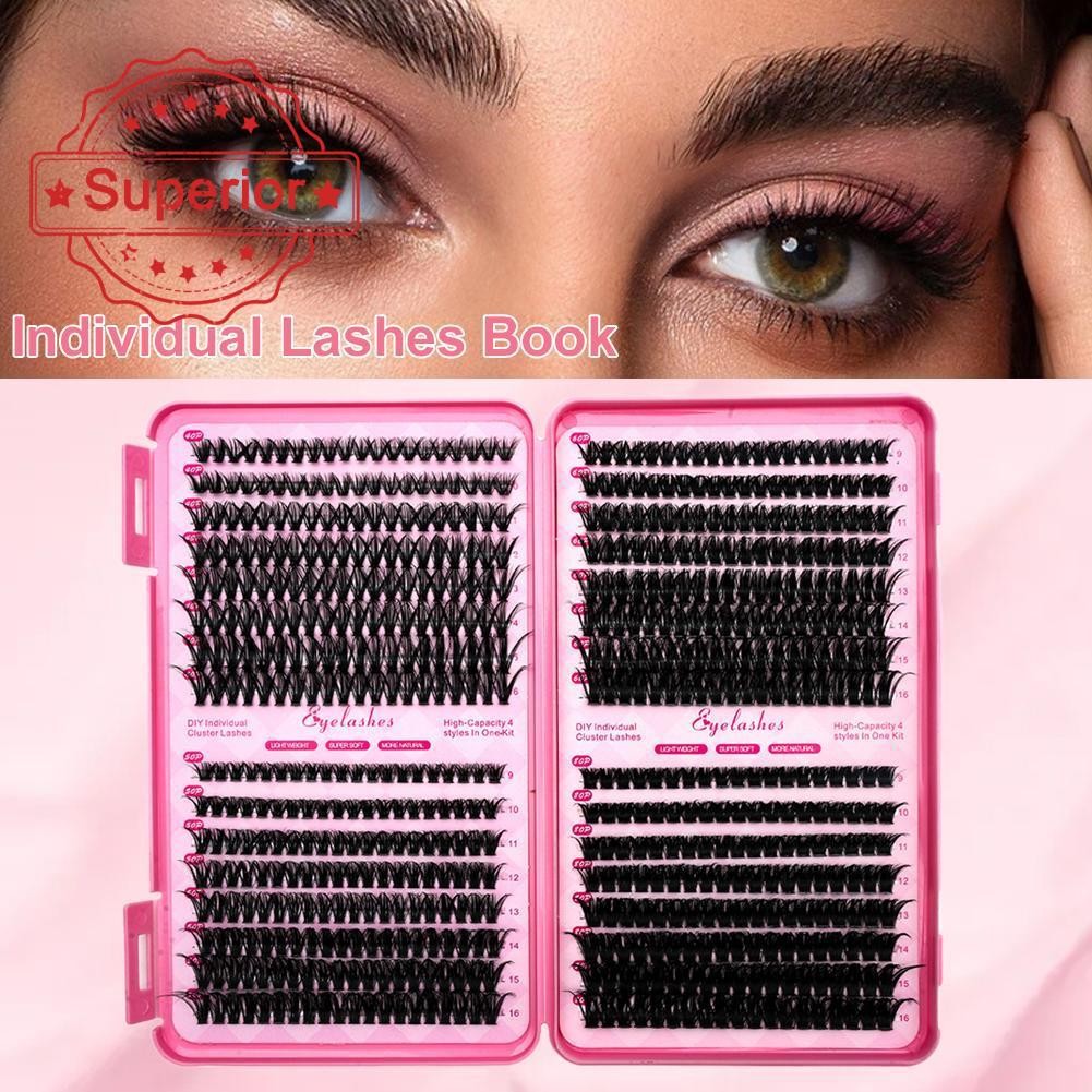 30d/40d ขนตาปลอม 32-row Eyelashes D-curl สําหรับ Lash Extension Segmented Clusters หนาแน่นและ T7t0