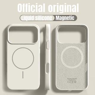 เคสโทรศัพท์แม่เหล็กซิลิโคนเหลวสีส้มคอสมิก สําหรับ iPhone 17 Pro Max 17 Air 16 16E 15 14 13 12 Pro Max 16 Plus สีทึบกันกระแทกกันชนนุ่ม