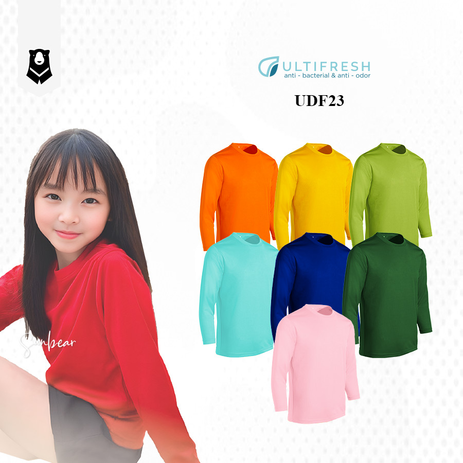 UDF23 (2) Ultifresh Unisex เด็กลูกเรือคอแขนยาวเสื้อยืด 100% ไมโครไฟเบอร์โพลีเอสเตอร์ NTMY