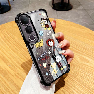 YBDเคสโทรศัพท์นุ่มสําหรับVivo V70 FE V60 Y200 Y300 V40 Lite V50 Lite V50E V40 Pro V30 Proการ์ตูนMickeyและHello Kitty AntiFallถุงลมนิรภัยเกราะป้องกัน