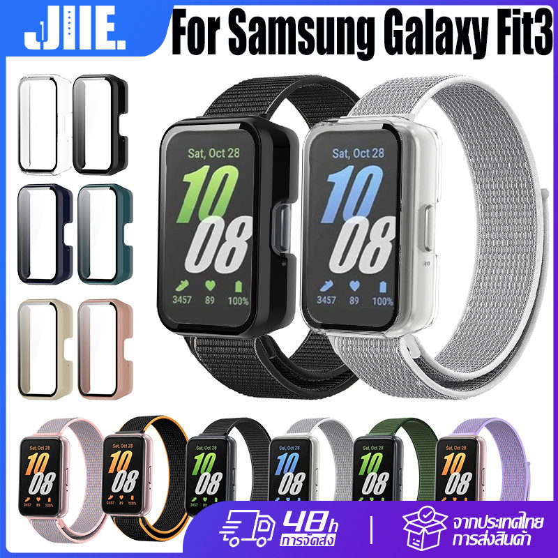 【สาย+เคส】สำหรับ Samsung Galaxy Fit3 สายถักไนลอน+ที่อยู่อาศัยกระจกนิรภัย For Samsung Galaxy Fit3 PC กรณีแข็ง+สายไนล่อน