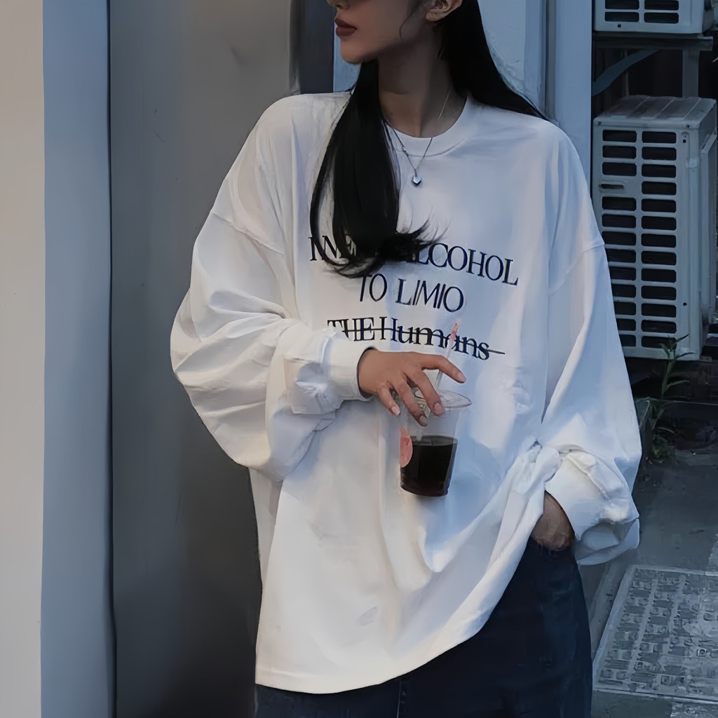 2025 NEW 2025 Simple Elegant Harajuku Japanese Style Popular Solona 210g Cuffed Long Sleeve New Tren