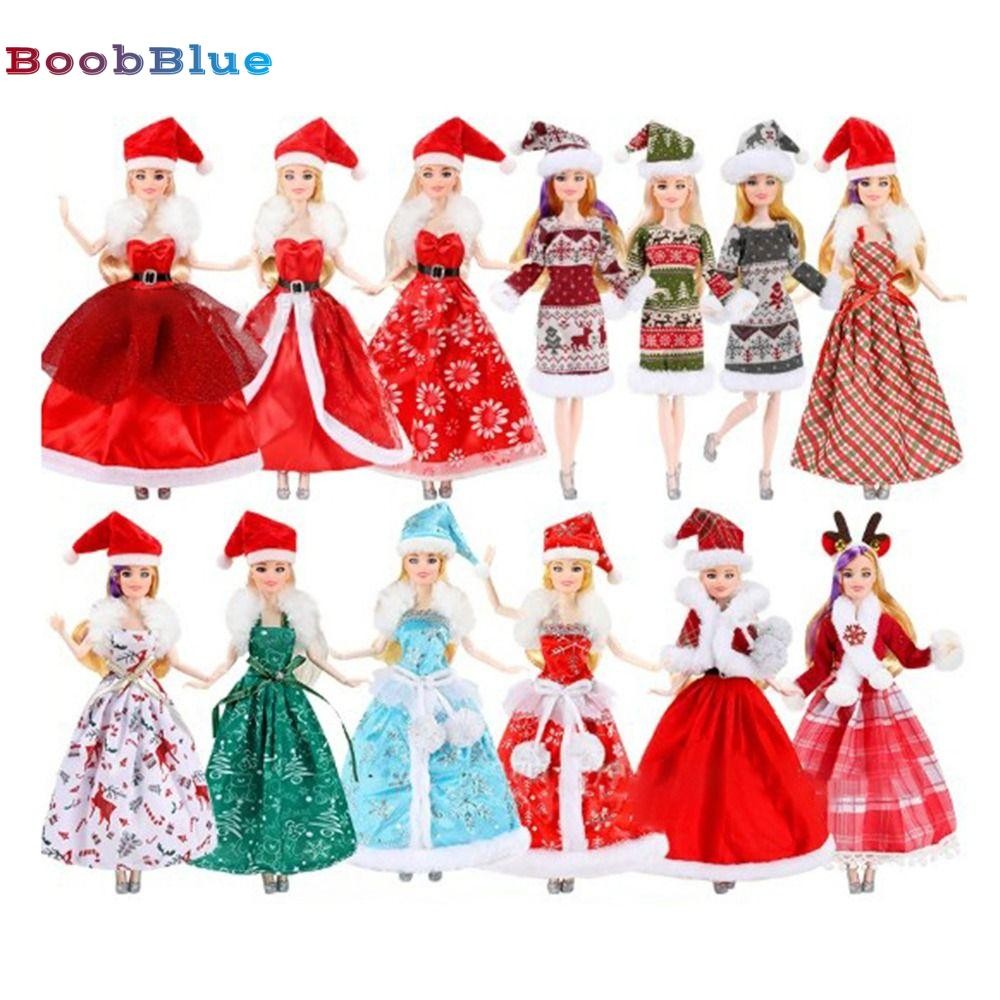 BOOBBLUE Princess Christmas Dresses Suit, Fashion Casual Wears Doll Party Clothes, with Hat Scarf El