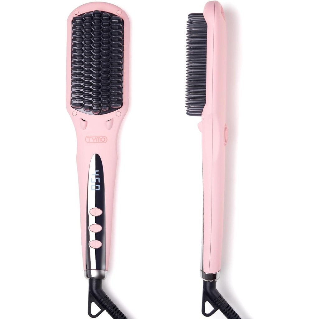 TYMO Ionic Hair Straightener Brush - หวียืดผมพร้อมไอออนลบ 10M, ความร้อน 25s, 16 อุณหภูมิ, แรงดันไฟฟ้