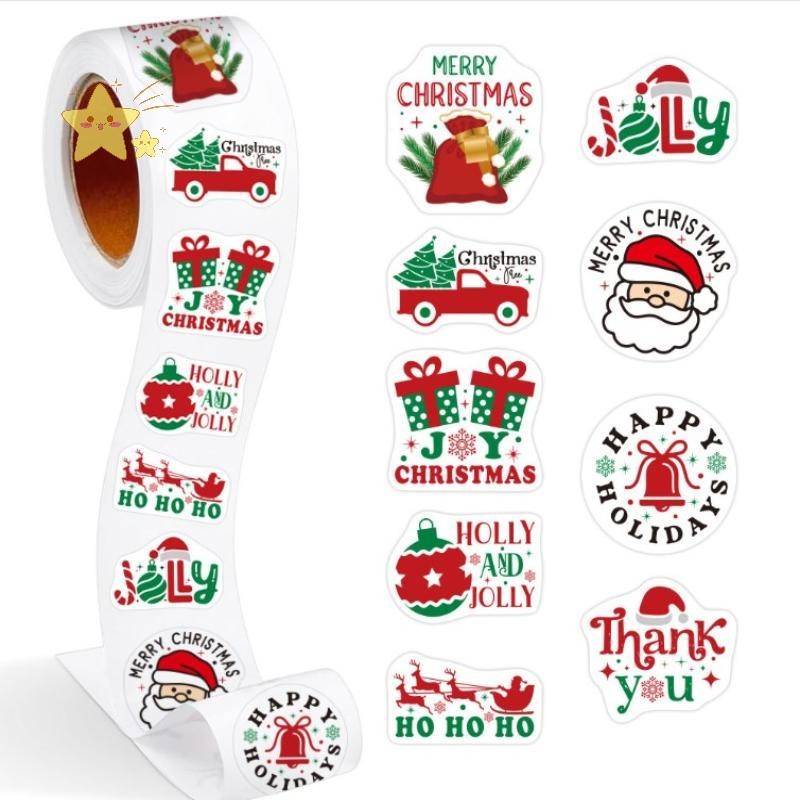 [JBTH] 500 ชิ้น Merry Christmas ของขวัญสติกเกอร์ไม่สม่ําเสมอป้ายซีลสติกเกอร์สําหรับของขวัญเบเกอรี่แพคเกจซองจดหมายเครื่องเขียนตกแต่ง [JB]
