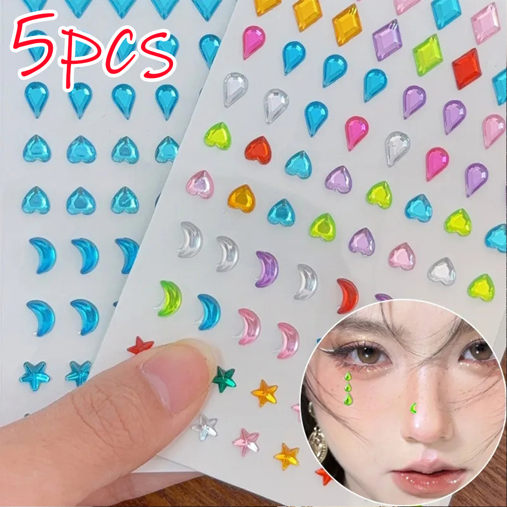 อายแชโดว์เอแคลส์รูปทรงหยดน้ำ เพชรสีหลากหลาย พร้อมพลอยเทียมและสติกเกอร์