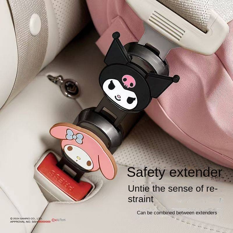 Sanrio Car Safety Card Buckle Co-Pilot Safety Plug with Car Safety Belt Extender Safety Belt Holder 