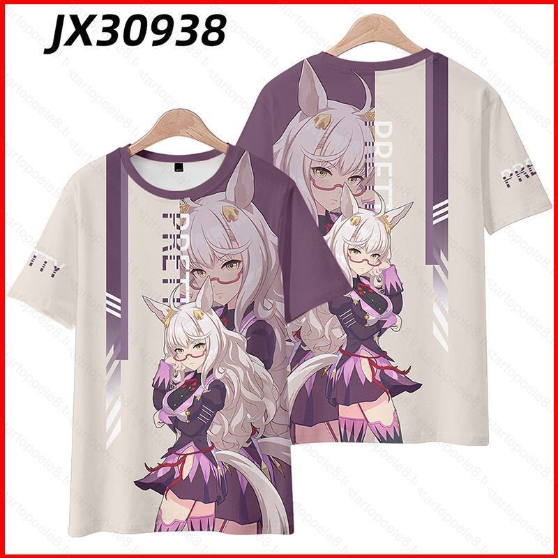 เสื้อยืดอนิเมะแขนสั้น 3D คอสเพลย์ Uma Musume Pretty Derby Biwa Hayahide สำหรับฤดูร้อน