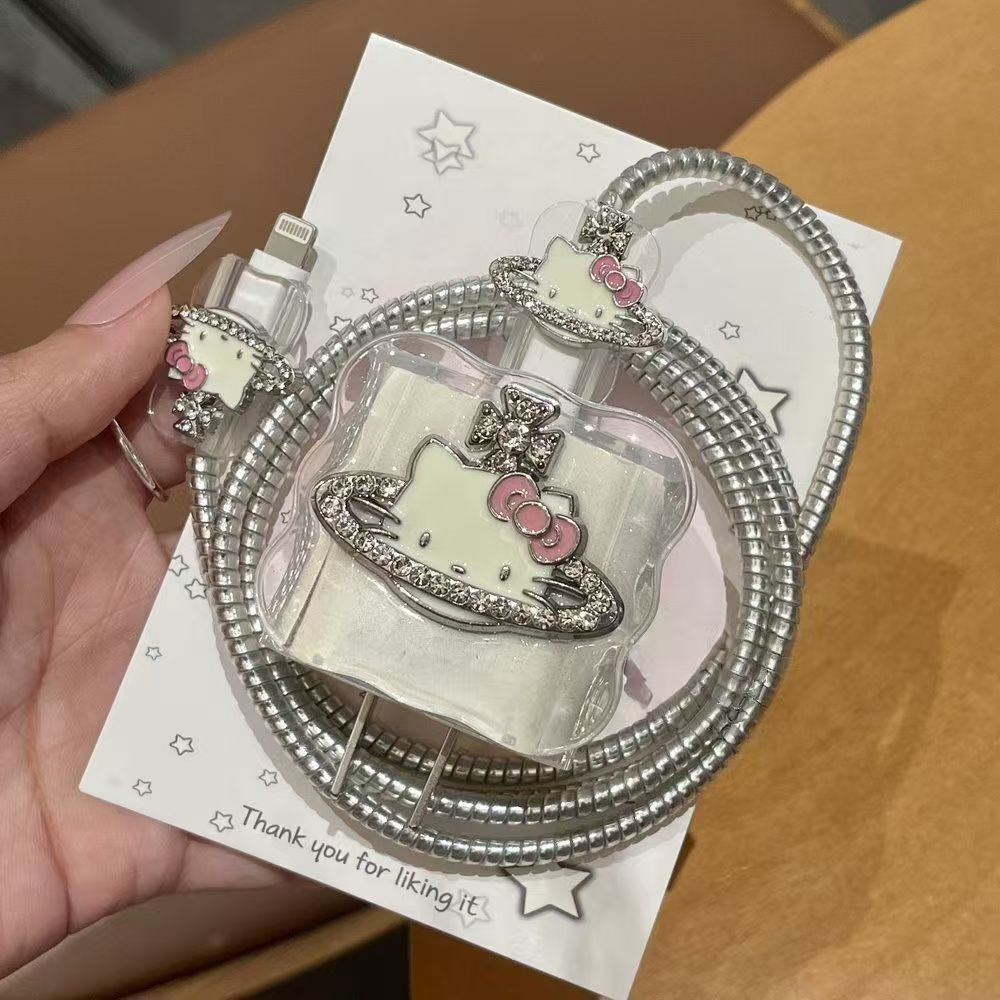 Siliver Color Charger Protector Soft Silicone Charger Cover Cute Cartoon Charger Case เข้ากันได้กับ 