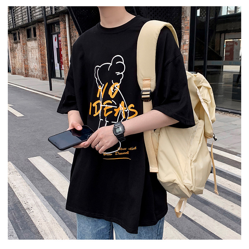 เสื้อยืดลําลองผ้าฝ้าย 100% สําหรับผู้ชายแขนสั้นคอกลมลายข้อความย้อนยุค "1997" & "Meer" เรียบง่าย